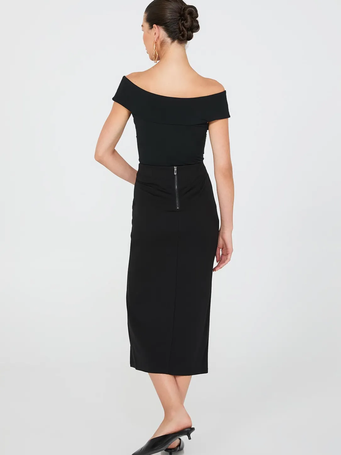 Pencil Skirt With Button Details