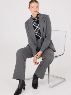 Pinstripe 1-Button Blazer