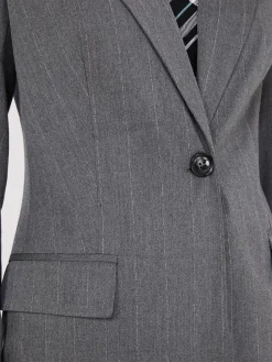 Pinstripe 1-Button Blazer