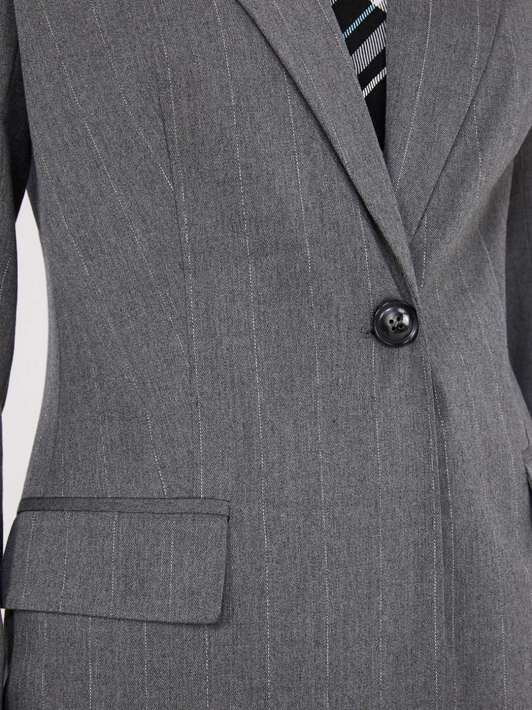 Pinstripe 1-Button Blazer