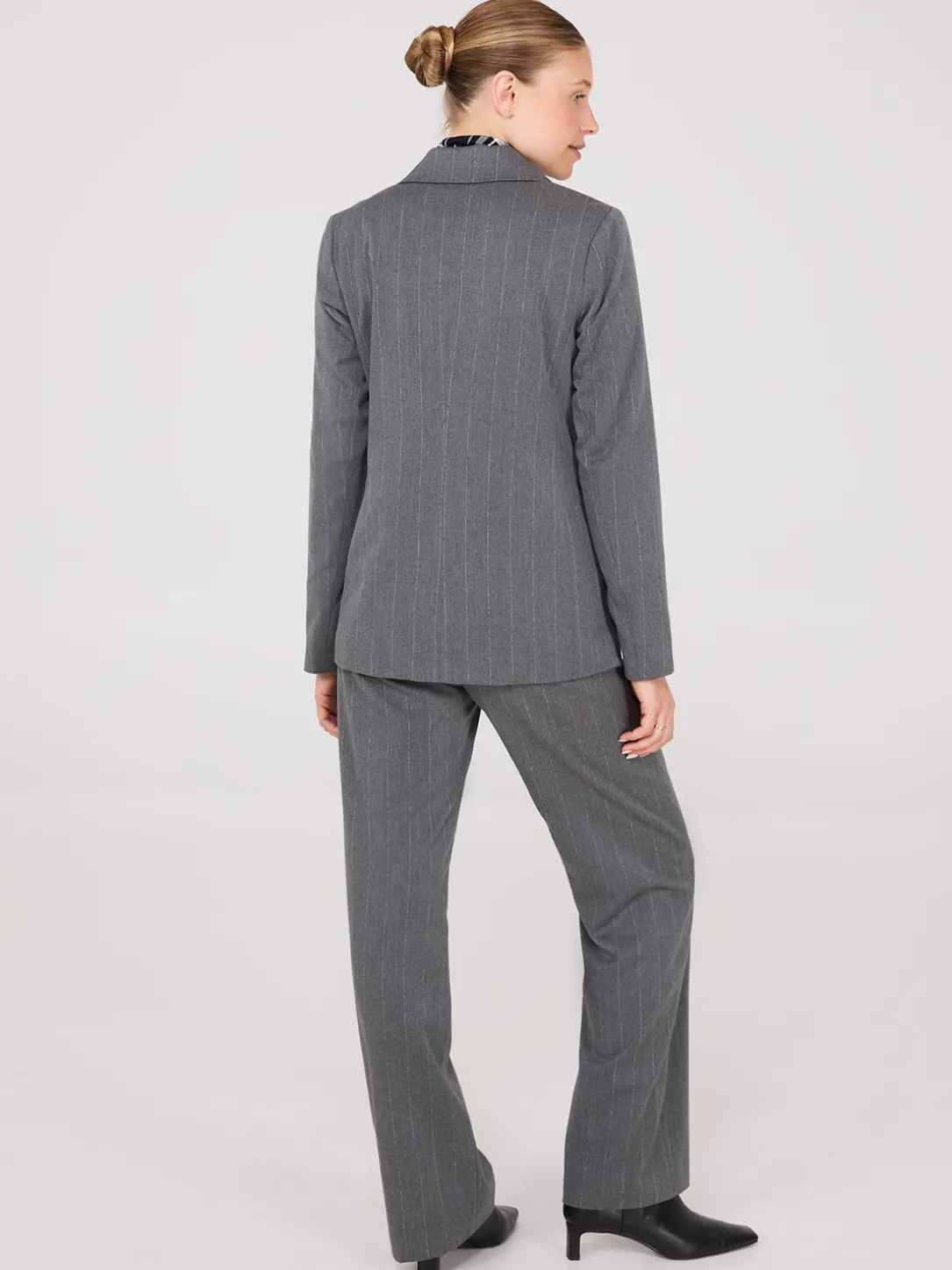 Pinstripe 1-Button Blazer