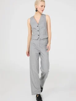 Pinstripe Straight Leg Pants