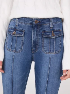 Pintuck Front Bootcut Jeans