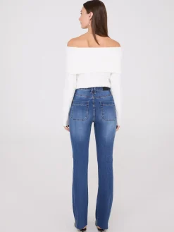 Pintuck Front Bootcut Jeans