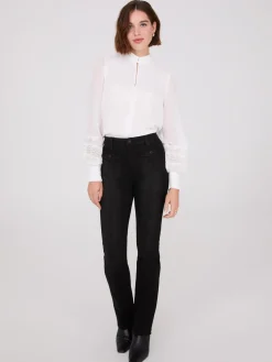 Pintuck Front Bootcut Jeans