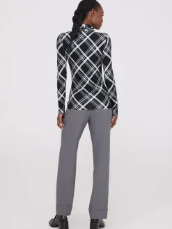 Plaid Long Sleeve Turtleneck Top