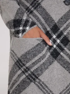 Plaid Notch Collar One-Button Duster