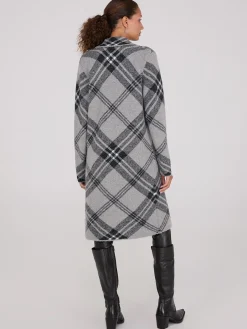 Plaid Notch Collar One-Button Duster