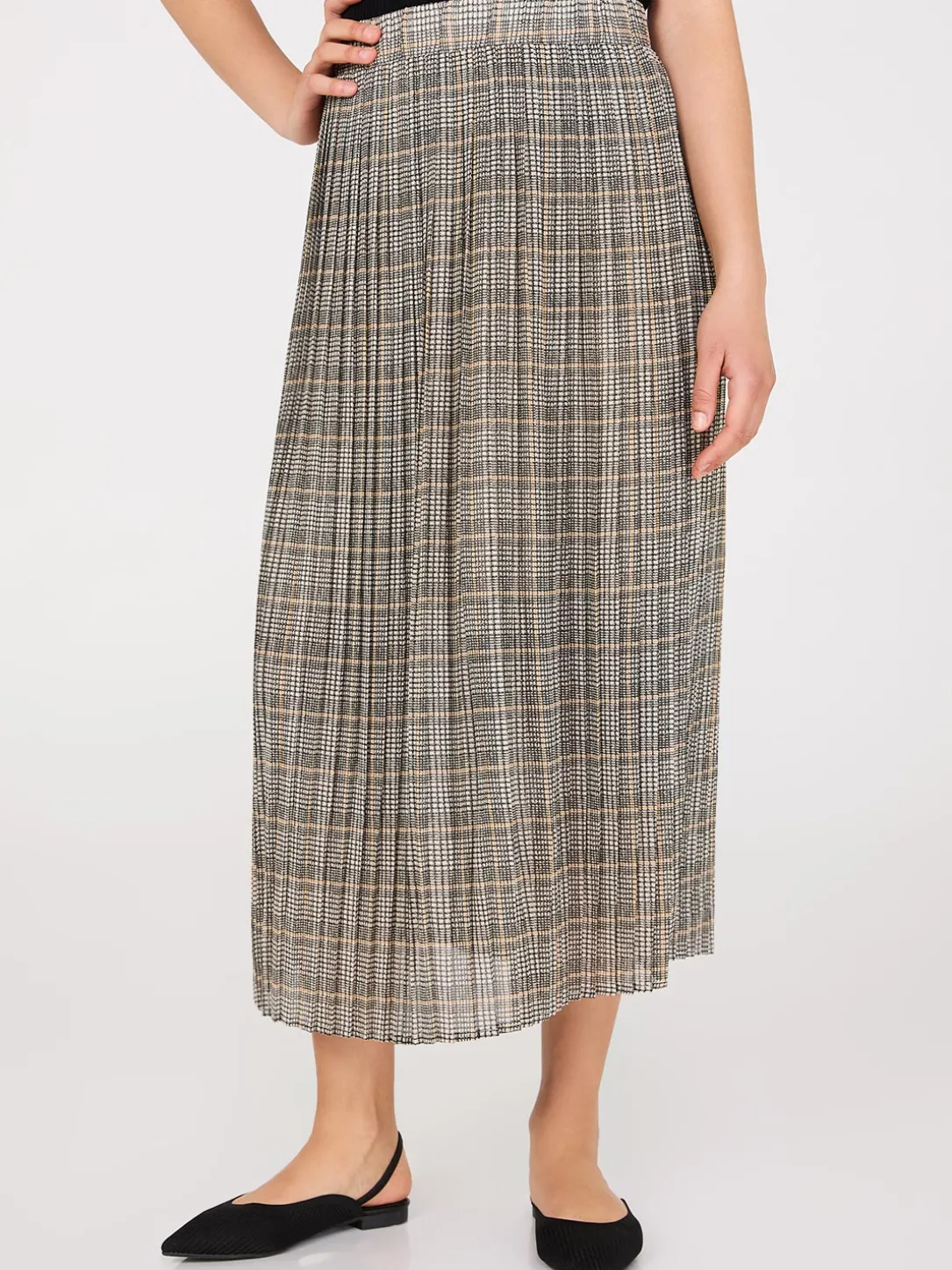 Plaid Pleated Chiffon Skirt