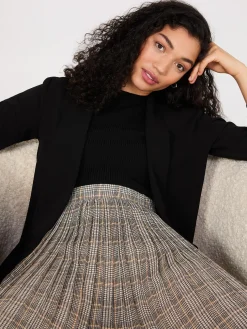Plaid Pleated Chiffon Skirt