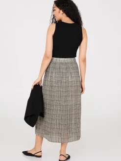Plaid Pleated Chiffon Skirt