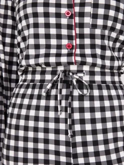Plaid Print Button-Down Pajama Set