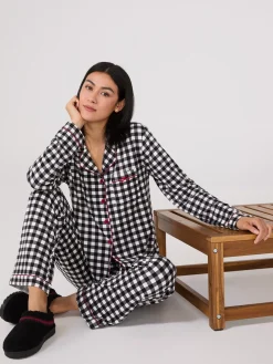 Plaid Print Button-Down Pajama Set