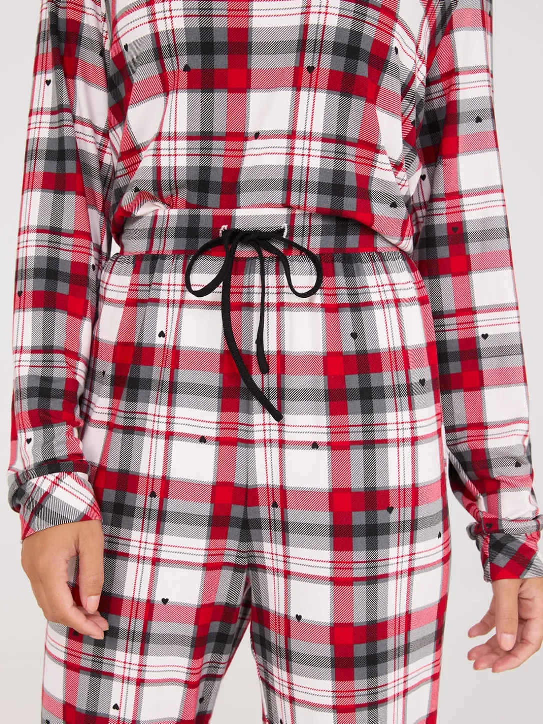 Plaid Print Henley Pajama Set
