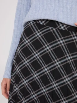 Plaid Print Pleated Midi Skirt