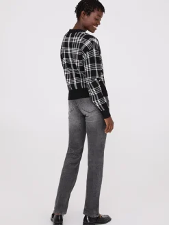 Plaid V-Neck Knit Cardigan