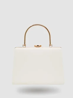 Pleated Faux-Leather Minaudere With Top Handle