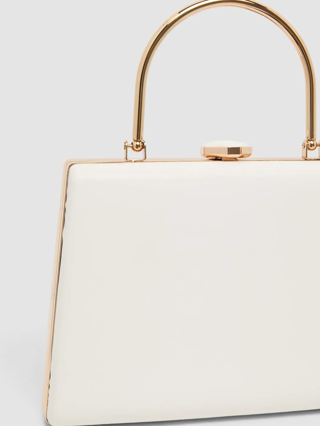 Pleated Faux-Leather Minaudere With Top Handle