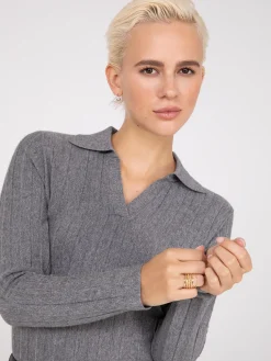 Pleated Johnny Collar Sweater