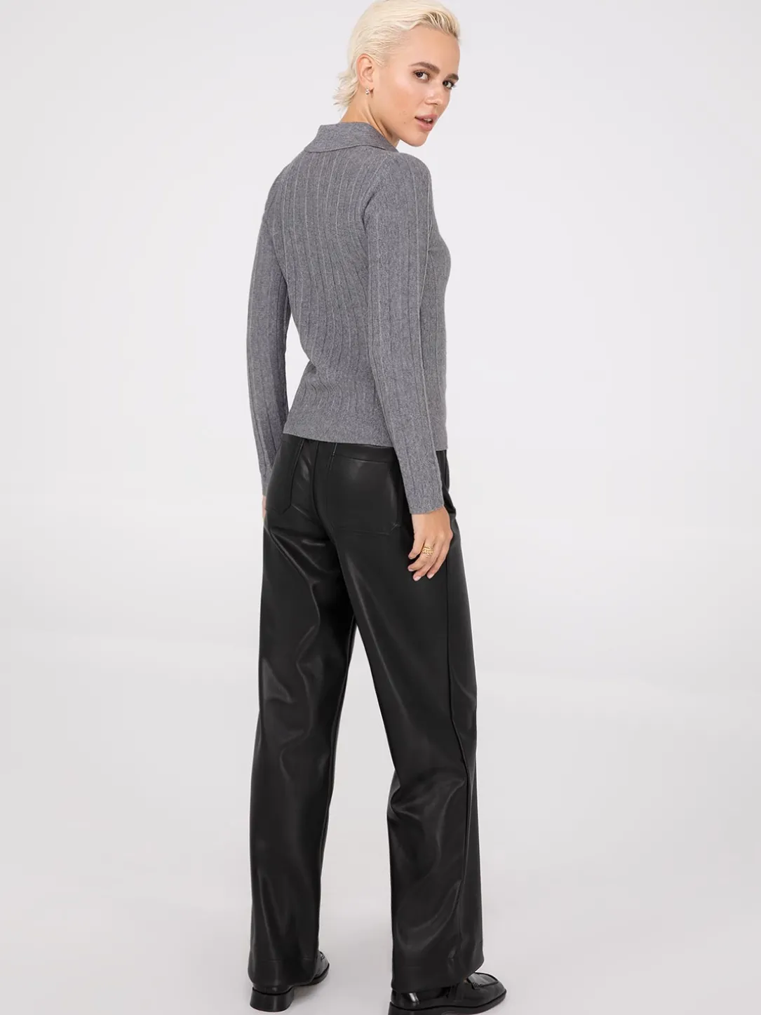 Pleated Johnny Collar Sweater