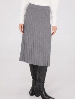 Pleated Knit Sweater Midi Skirt
