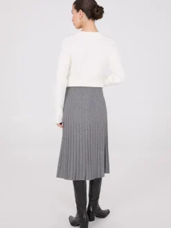 Pleated Knit Sweater Midi Skirt