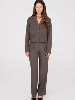 Pleated Wide-Leg Pants With Cuff
