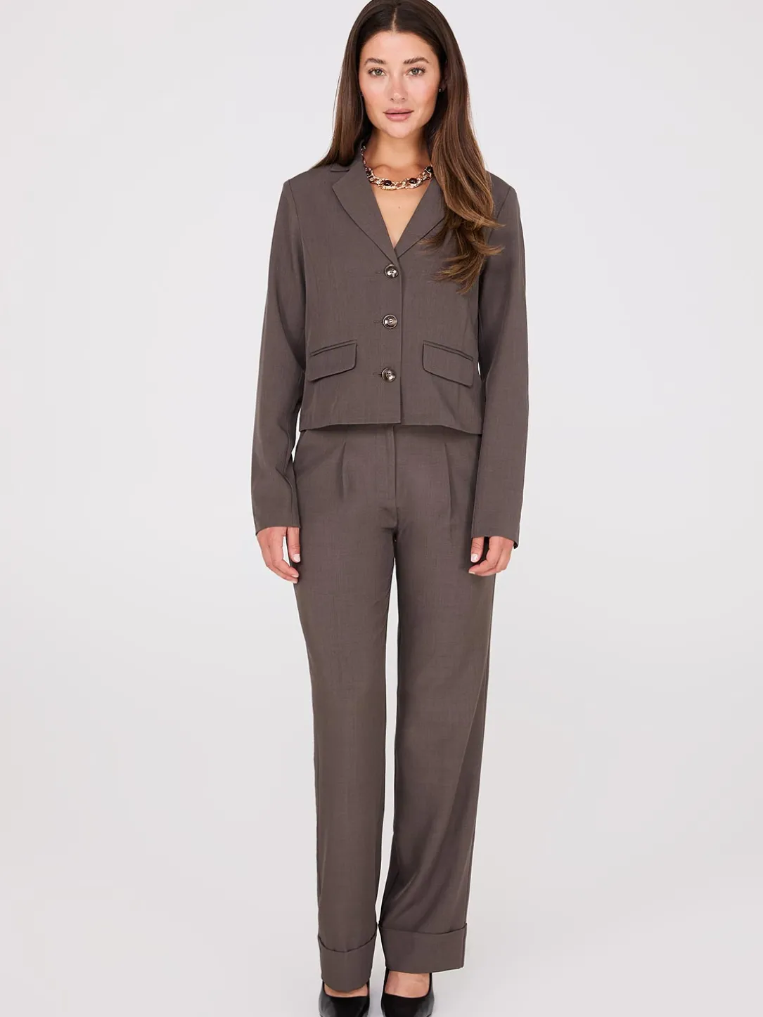 Pleated Wide-Leg Pants With Cuff