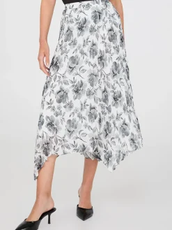 Printed Asymmetrical Hem Chiffon Skirt