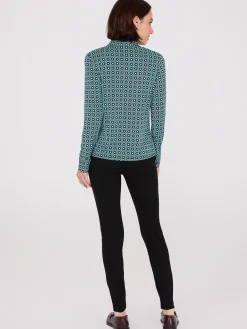 Printed Button-Front Classic Blouse