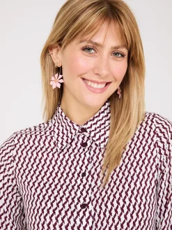 Printed Chiffon Button-Front Blouse