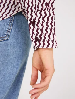 Printed Chiffon Button-Front Blouse