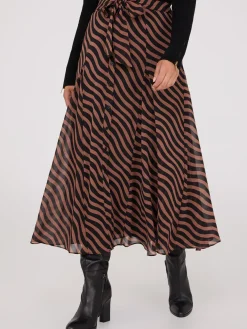 Printed Chiffon Button-Front Skirt