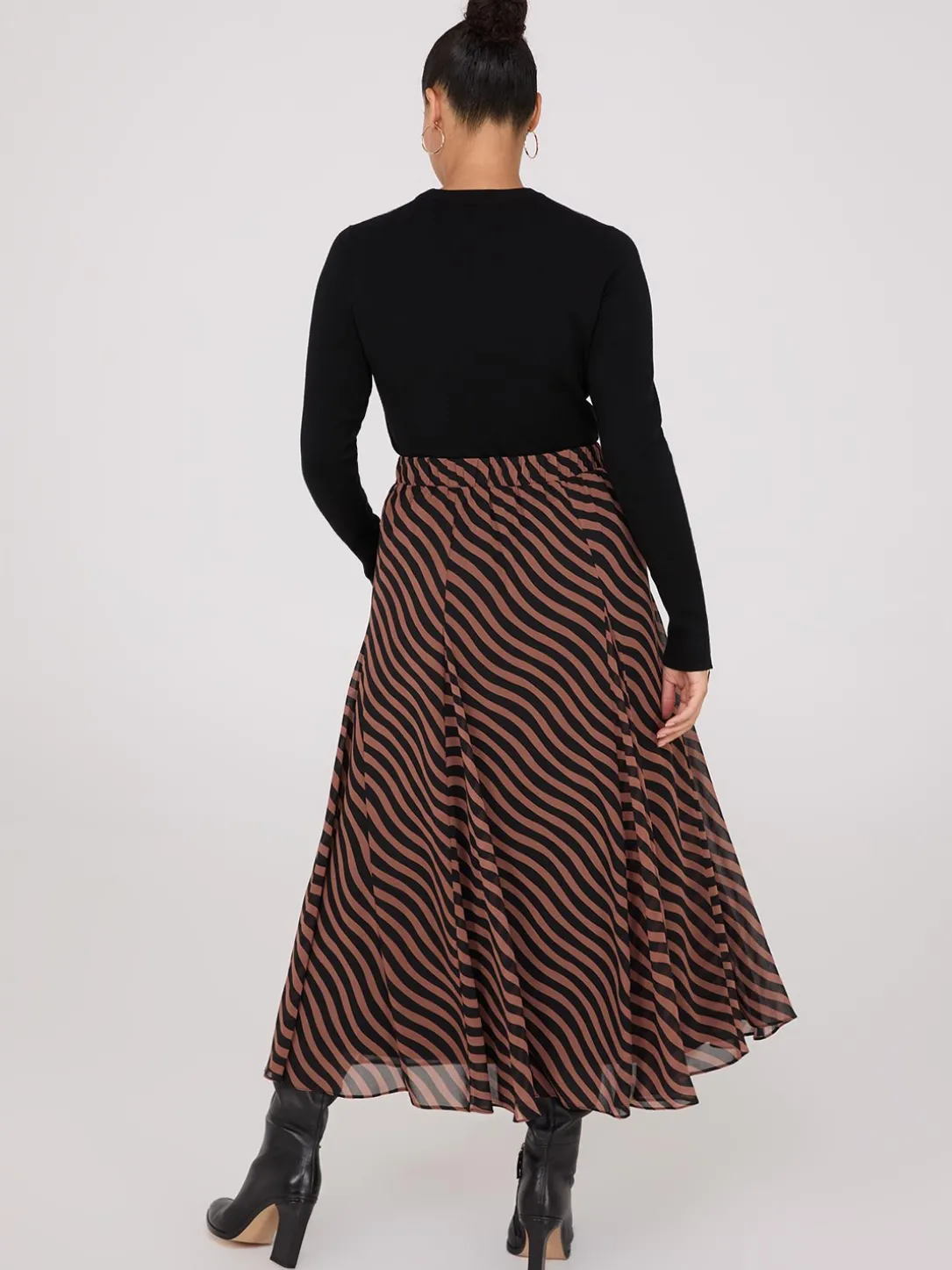 Printed Chiffon Button-Front Skirt