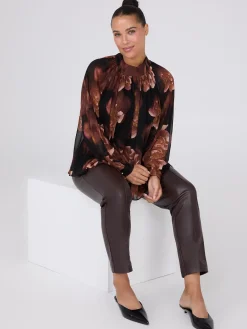 Printed Chiffon High Neck Blouse
