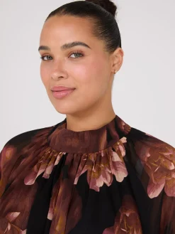 Printed Chiffon High Neck Blouse