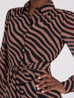 Printed Chiffon Maxi Shirt Dress