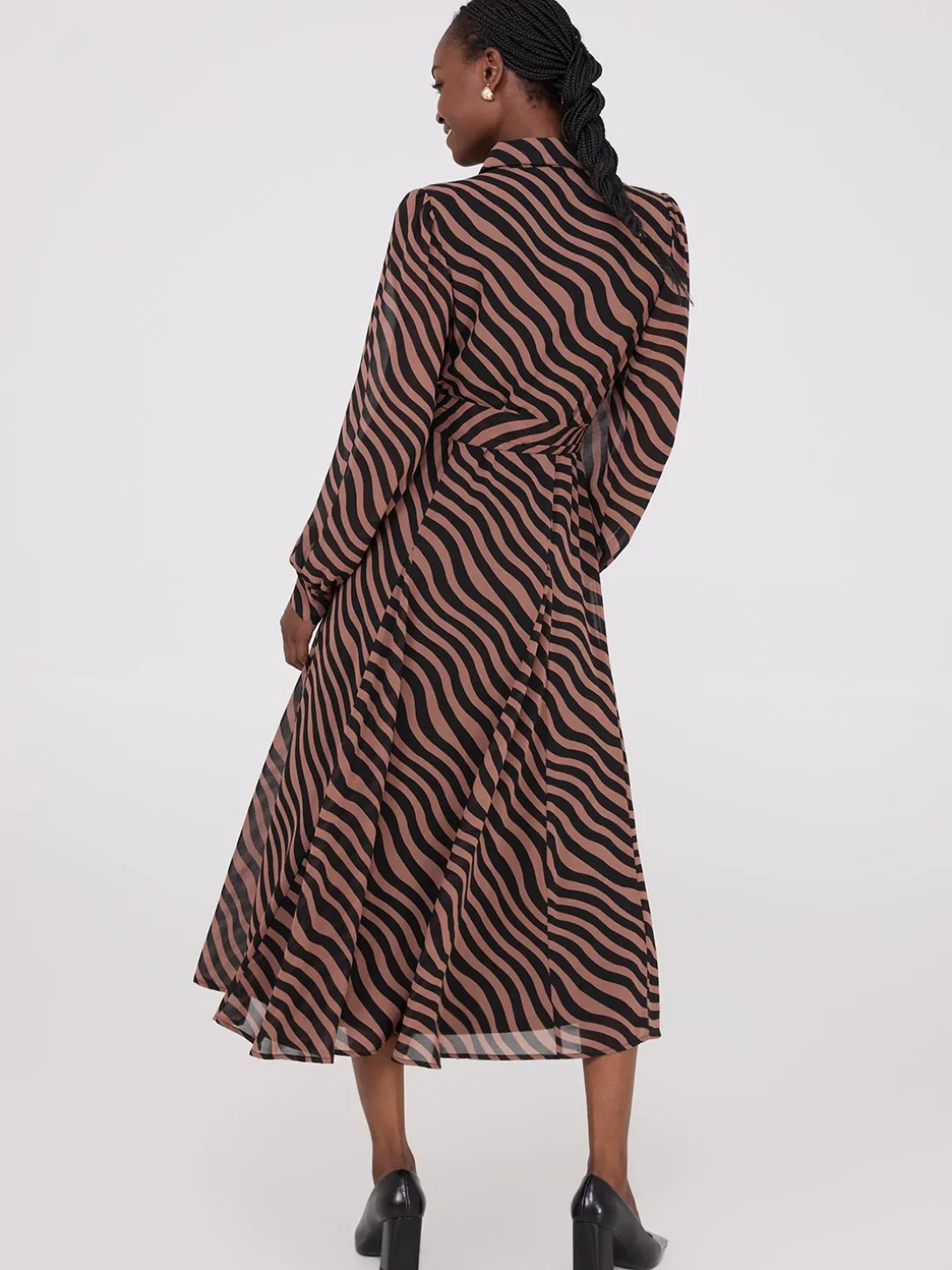 Printed Chiffon Maxi Shirt Dress