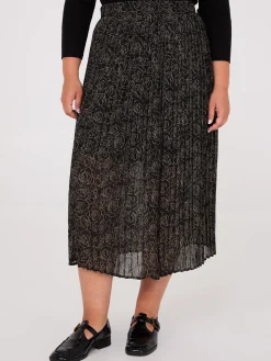 Printed Chiffon Pleated Midi Skirt