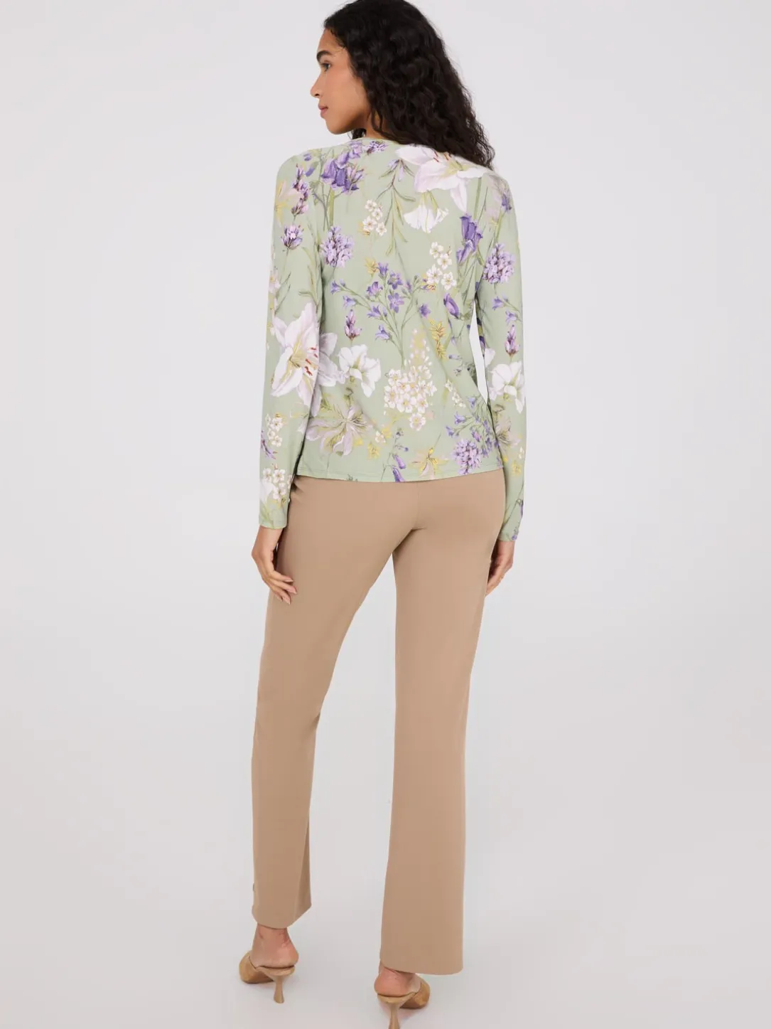 Printed Long Sleeve Top With Metal Detail
