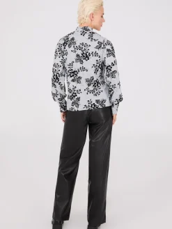 Printed Melange Mock Neck Top