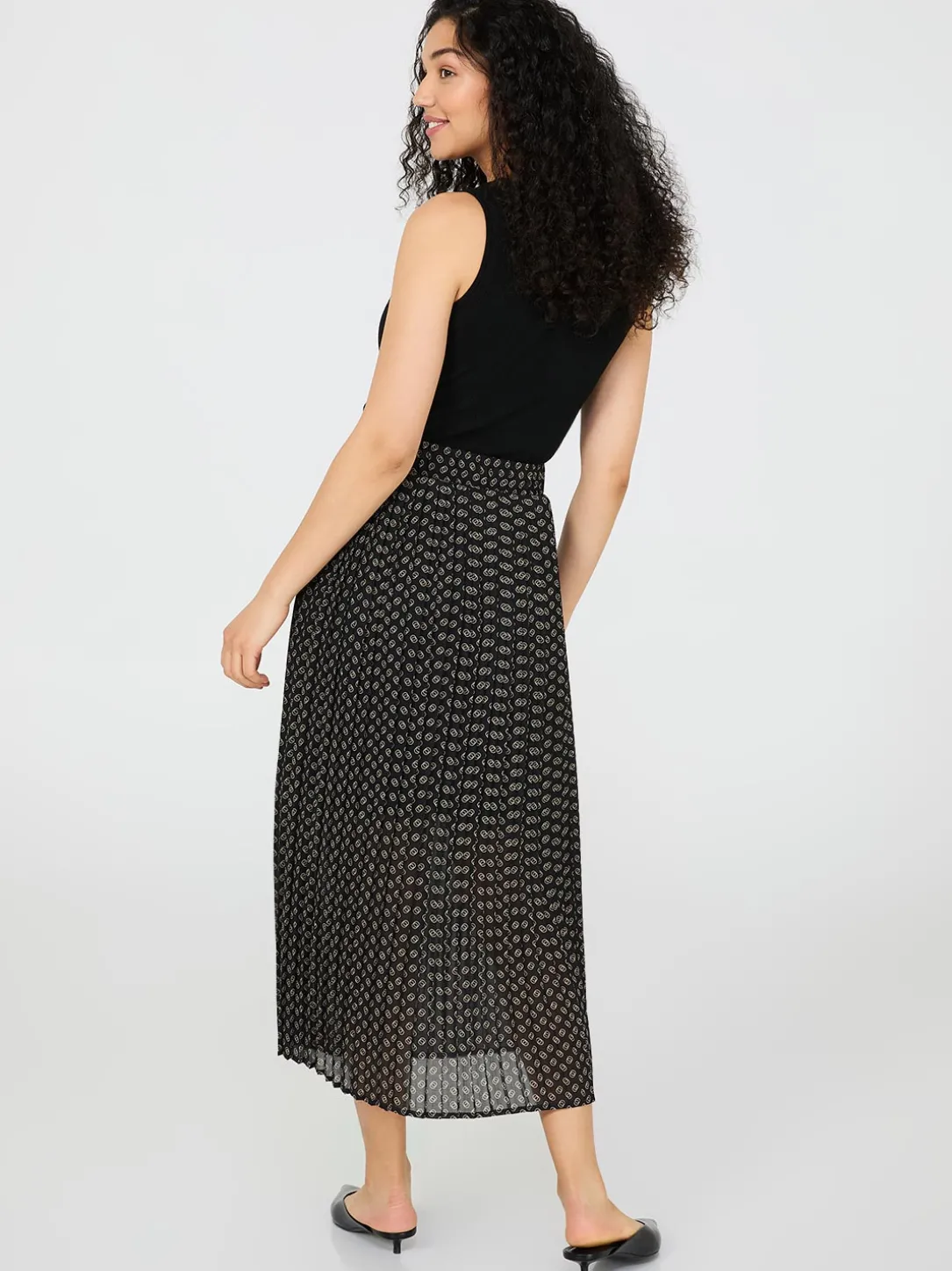 Printed Pleated Chiffon Skirt