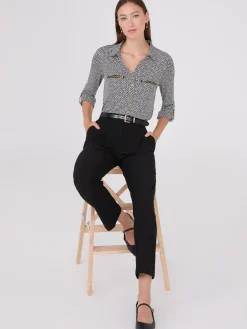 Printed Roll-Up Sleeve Blouse