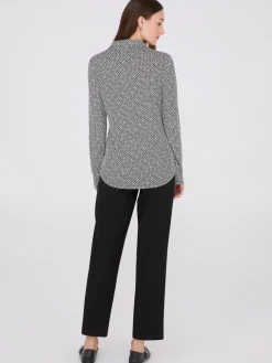 Printed Roll-Up Sleeve Blouse