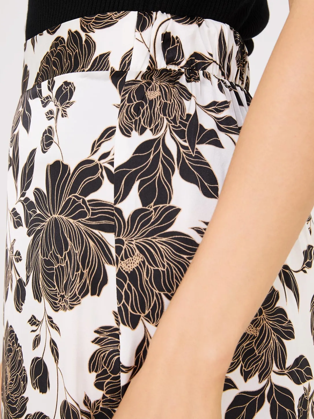 Printed Satin A-Line Skirt