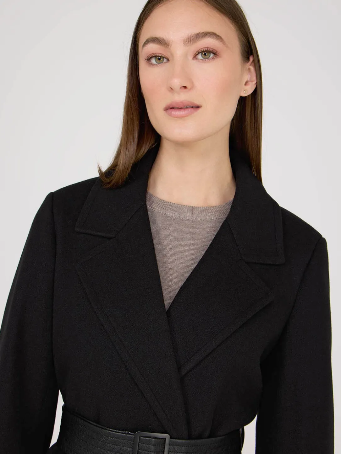 Removable Faux Fur Collar Wrap Coat