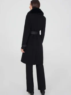 Removable Faux Fur Collar Wrap Coat