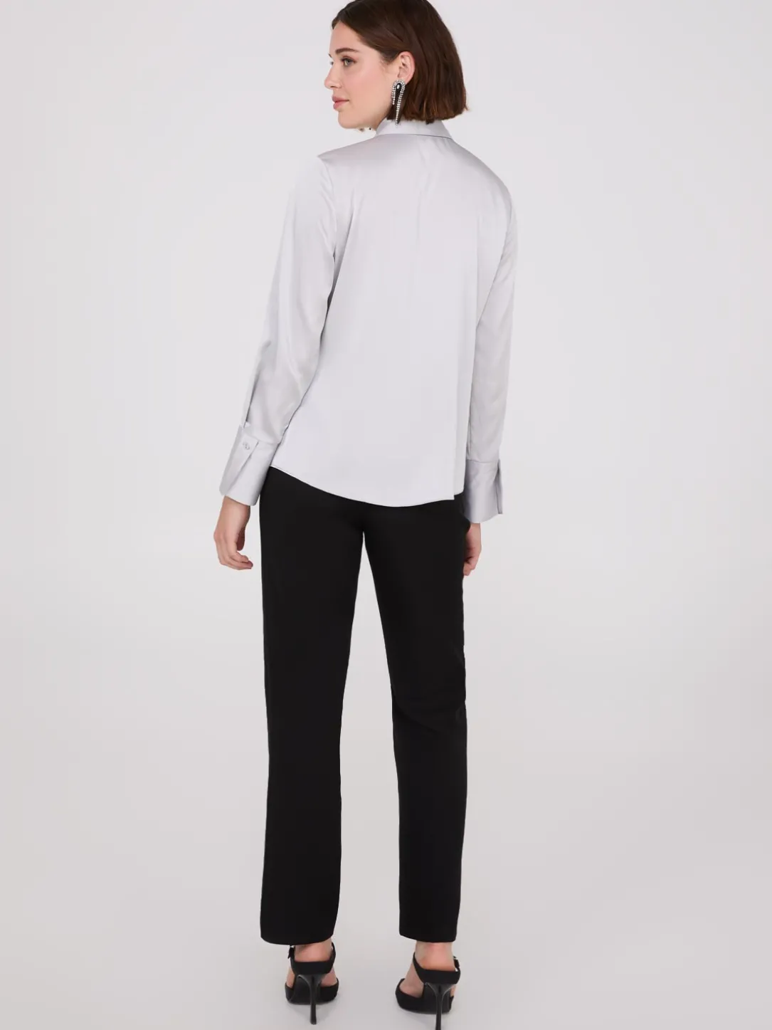 Rhinestone Embellished Button-Front Blouse