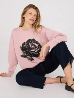 Rhinestone Flower Graphic Sweatshirt