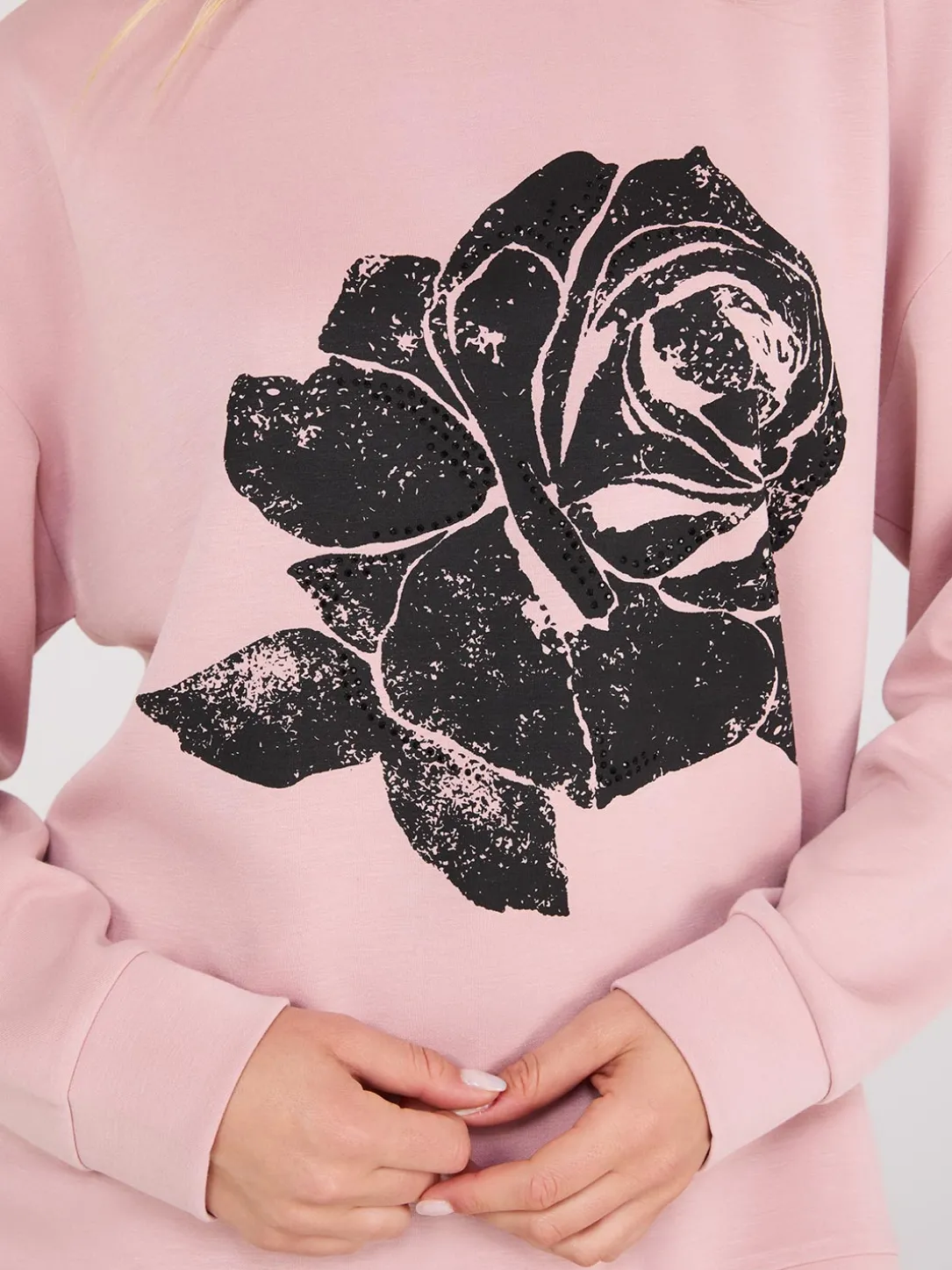 Rhinestone Flower Graphic Sweatshirt